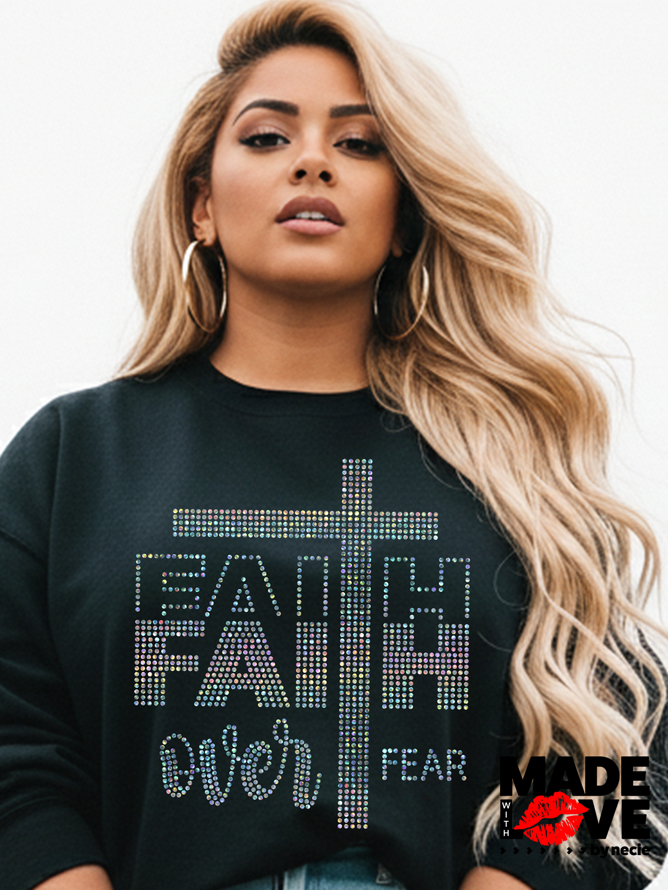 Faith over Fear Rhinestone Crewneck Sweatshirt